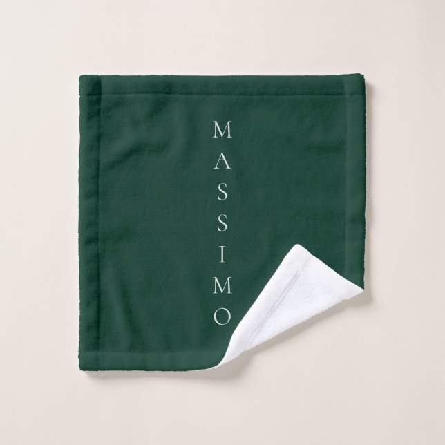 Dark Green Plain Elegant Casual Own Name (Gant de toilette)