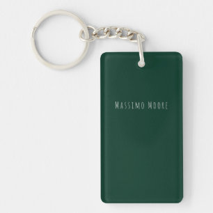 Dark Green Plain Elegant Casual Own Name Keychain