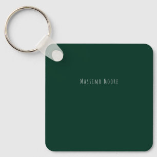 Dark Green Plain Elegant Casual Own Name Keychain