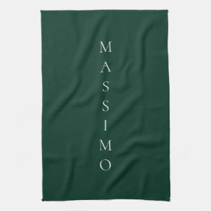 Dark Green Plain Elegant Casual Own Name Kitchen Towel