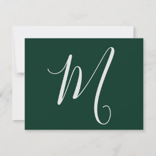Dark Green Plain Elegant Modern Own Name Monogram Card