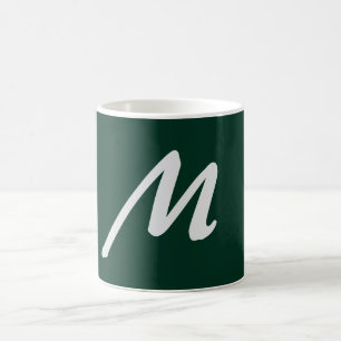 Dark Green Plain Elegant Modern Own Name Monogram Coffee Mug