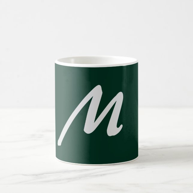 Dark Green Plain Elegant Modern Own Name Monogram Coffee Mug (Center)
