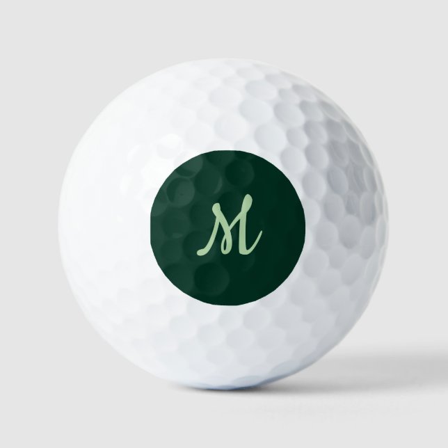 Dark Green Plain Elegant Modern Own Name Monogram Golf Balls (Front)