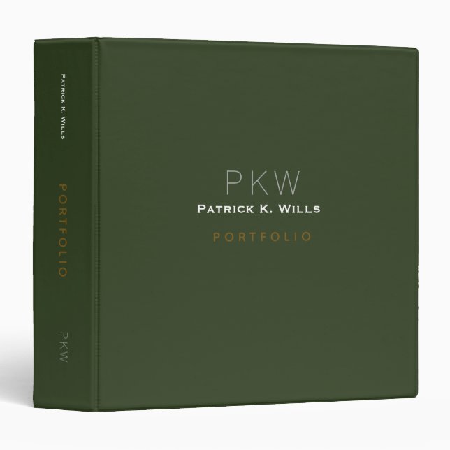 Dark Green Portfolio Binder with Name (Front/Spine)
