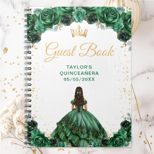 Dark Green Princess Quinceañera Guest Book