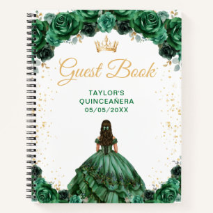 Dark Green Princess Quinceañera Guest Book