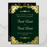 Dark Green Royalty Foil Wedding Invitation