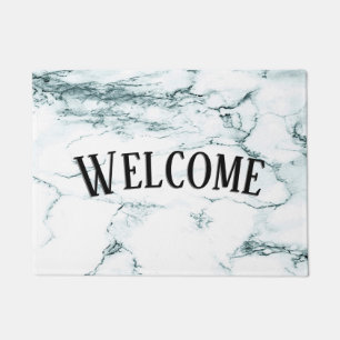 Dark Green Salvia Marble Abstract Stone Lux Doormat