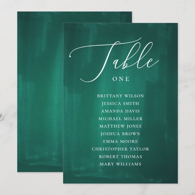 Dark green seating chart. Emerald elegant wedding Invitation (Front/Back)
