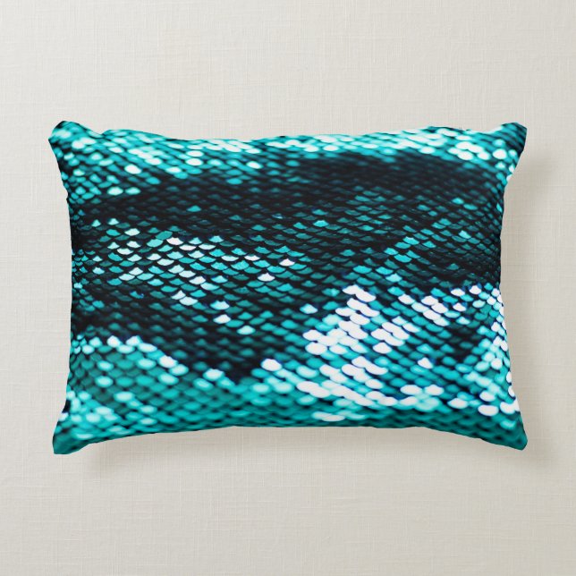 Dark green sequin shiny texture accent pillow (Front)