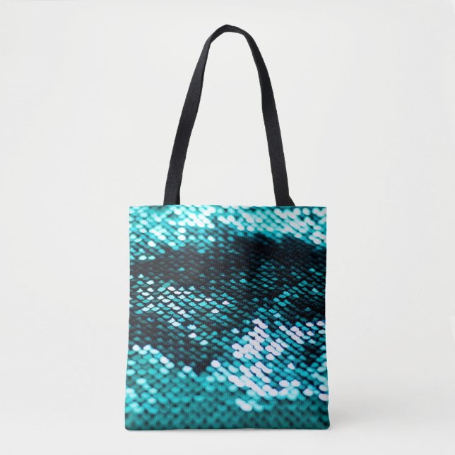 Dark green sequin shiny texture tote bag (Front)
