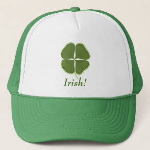 Dark Green Shamrock, with outline, Irish hats