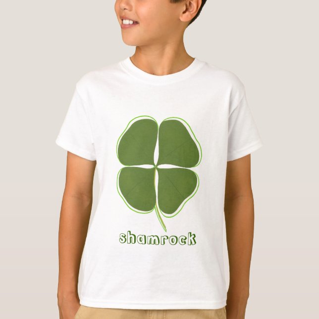 Dark Green Shamrock with outline, t shirts (Front)