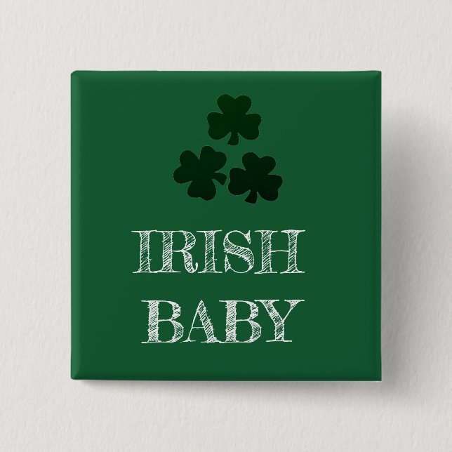 Dark Green Shamrocks 2 Inch Square Button (Front)