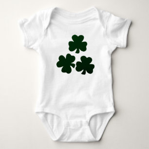 Dark Green Shamrocks Baby Bodysuit