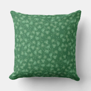 Dark Green Shamrocks Pattern Pillow or Cushion