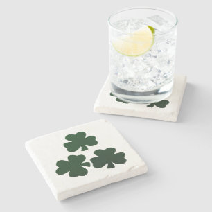 Dark Green Shamrocks Stone Coaster
