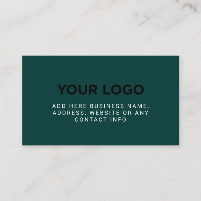 Dark Green| Simple Company Logo Business Card (Front)