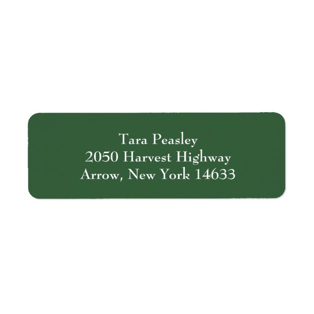 Dark Green Simple Plain Return Address Labels (Front)
