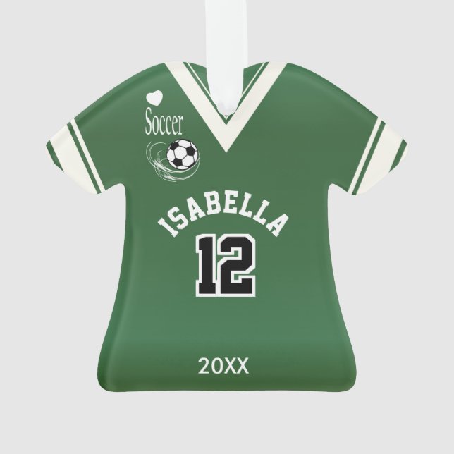 Dark Green Soccer Shirt Ornament (Back)