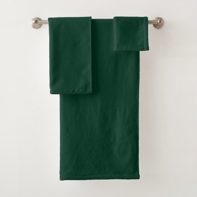 Dark Green Solid Colour Bath Towel Set (Insitu)