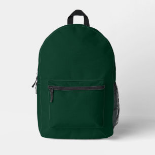Dark Green Solid Colour Printed Backpack