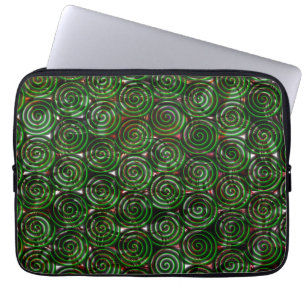 Dark green spirals transparent upon stained image laptop sleeve