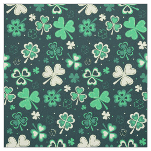 Dark green St Patrick lucky shamrock pattern Fabric