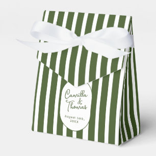 Dark Green Striped Wedding Favor Box