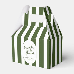 Dark Green Striped Wedding Favor Box