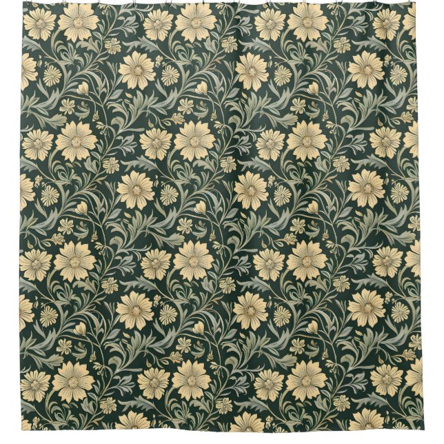Dark green stylized yellow flowers  pattern  (Front)