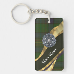 Dark green tartan keychain