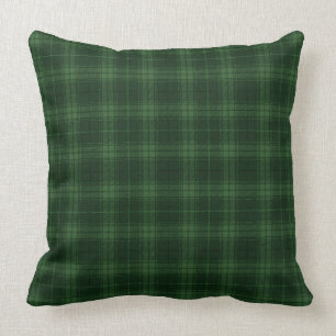Dark Green Tartan Plaid Scottish Pattern Throw Pillow