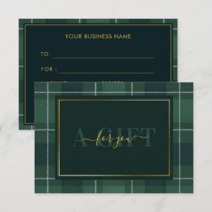 Dark Green Tartan Polo Plaid Gift Certificate