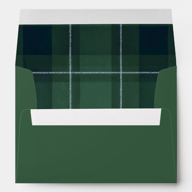 Dark Green Tartan Polo Plaid Vintage Christmas Envelope (Back (Bottom))