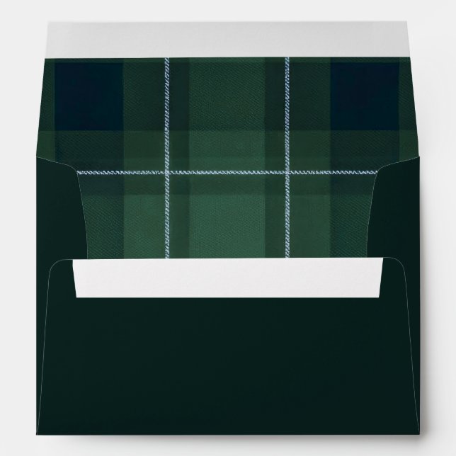 Dark Green Tartan Polo Plaid Vintage Christmas Envelope (Back (Bottom))