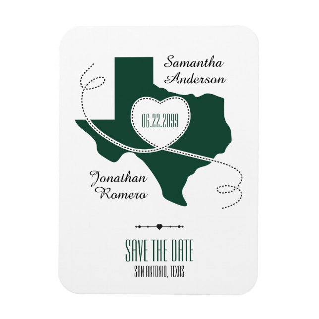 Dark Green Texas Curling Ribbon Save the Date Magnet (Vertical)