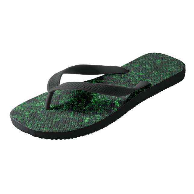 Dark green texture, destroyed or corroded sponge flip flops (Angled)