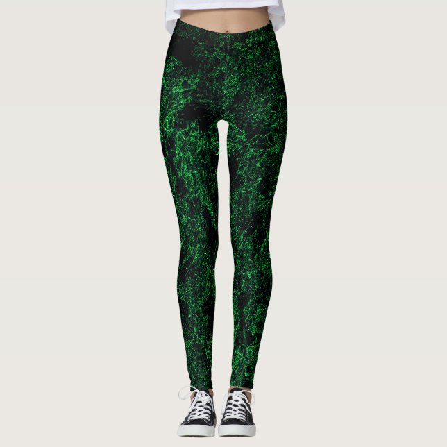Dark green texture, destroyed or corroded sponge leggings (Front)