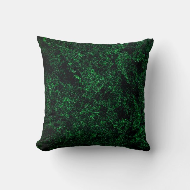 Dark green texture, destroyed or corroded sponge throw pillow (Front)