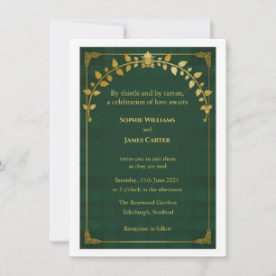 Dark Green Thistle Botanical Wedding Invitation