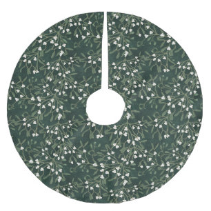 Dark Green Timeless Traditional Mistletoe Brushed Polyester Tree Skirt