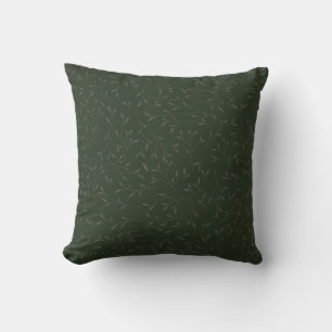 Dark Green Tone on Tone Botanical Vine Pattern Throw Pillow