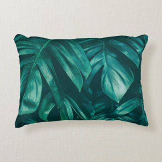 Dark green, tropical jungle foliage. accent pillow