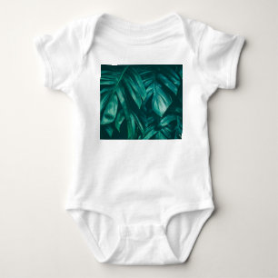 Dark green, tropical jungle foliage. baby bodysuit