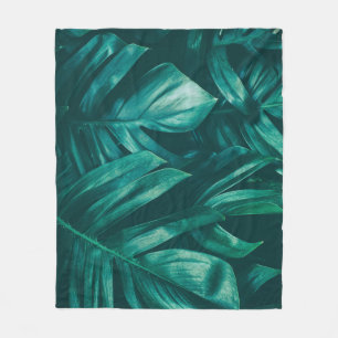 Dark green, tropical jungle foliage. fleece blanket