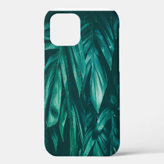 Dark green, tropical jungle foliage. iPhone 12 case