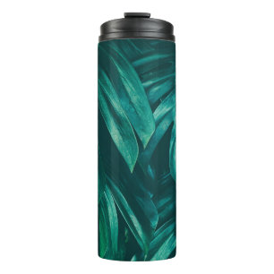 Dark green, tropical jungle foliage. thermal tumbler