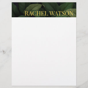 Dark Green Tropical Leaves Letterhead